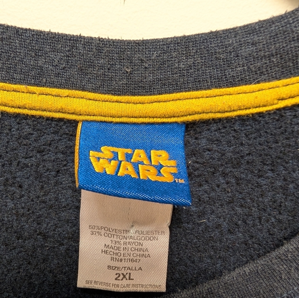 Star Wars Millenium Falcon Cozy Navy Blue Gray Rainbow Sweatshirt Pullover 2XL - Picture 3 of 13